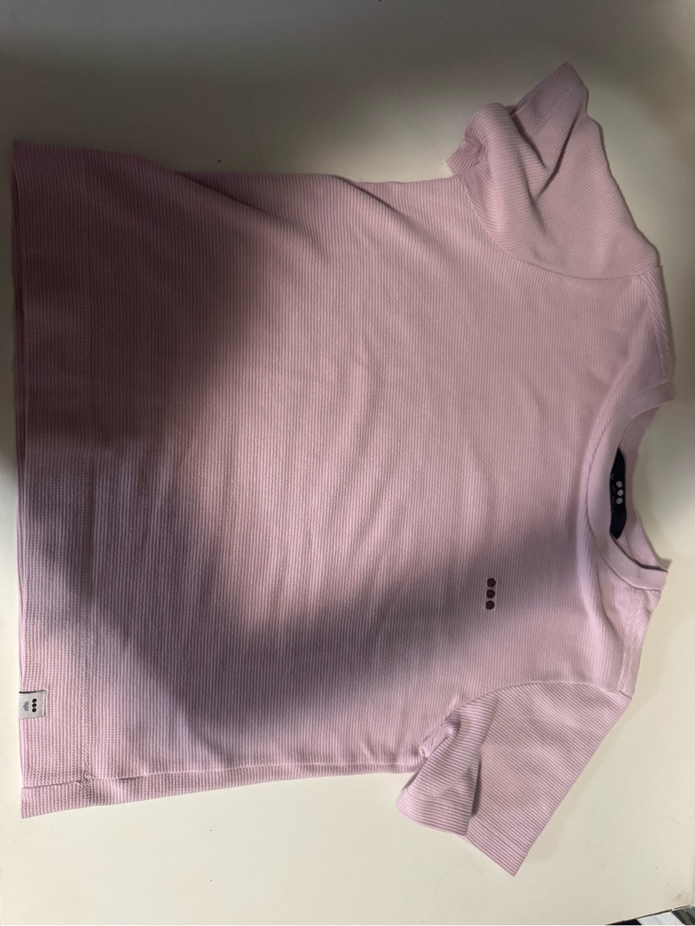 Short Sleeve Ribbed Tee - Light Pink